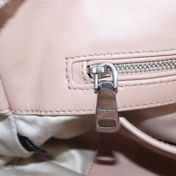 Miu Miu Matelasse Hand Bag Leather 2way Pink Silver Auth 167692A