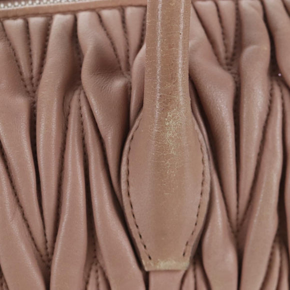 Miu Miu Matelasse Hand Bag Leather 2way Pink Silver Auth 167692A
