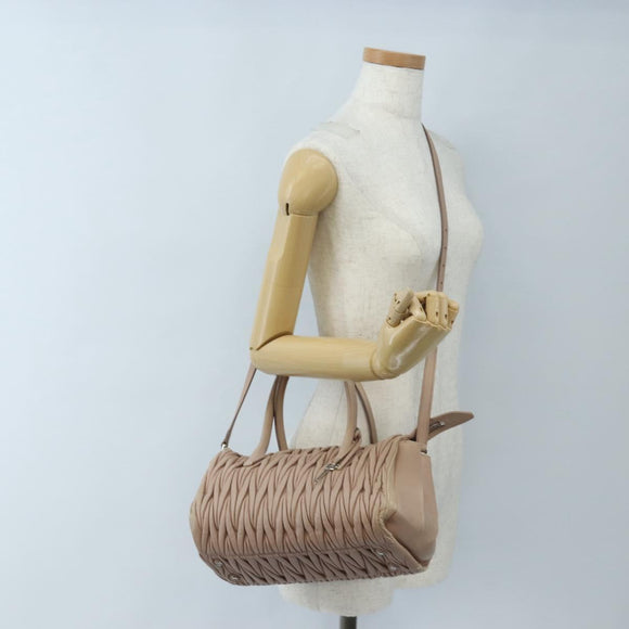 Miu Miu Matelasse Hand Bag Leather 2way Pink Silver Auth 167692A