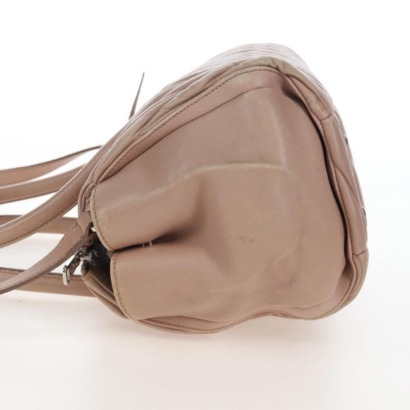 Miu Miu Matelasse Hand Bag Leather 2way Pink Silver Auth 167692A