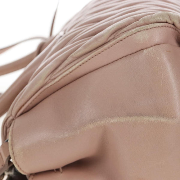 Miu Miu Matelasse Hand Bag Leather 2way Pink Silver Auth 167692A