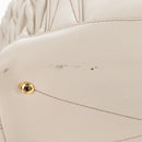 Miu Miu Matelasse Hand Bag Leather 2way White Gold Auth 167694M-6