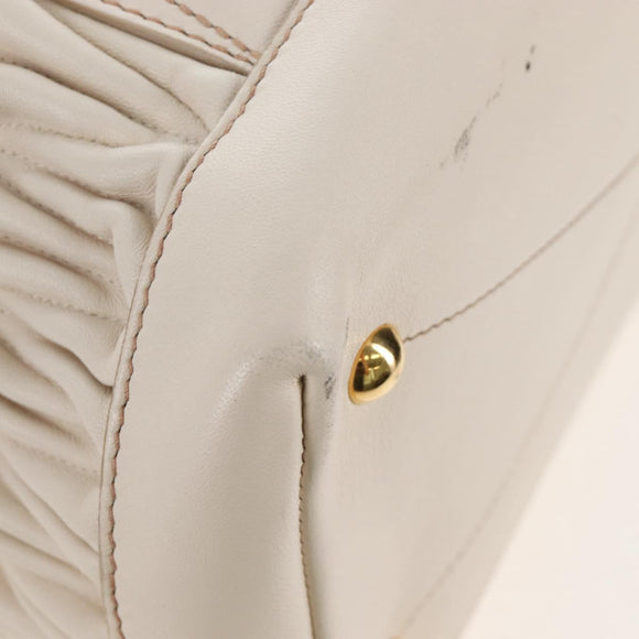 Miu Miu Matelasse Hand Bag Leather 2way White Gold Auth 167694M