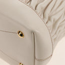 Miu Miu Matelasse Hand Bag Leather 2way White Gold Auth 167694M-18