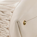 Miu Miu Matelasse Hand Bag Leather 2way White Gold Auth 167694M-19