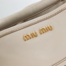 Miu Miu Matelasse Hand Bag Leather 2way White Gold Auth 167694M-23