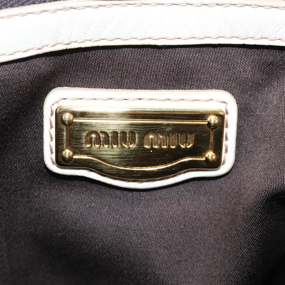 Miu Miu Matelasse Hand Bag Leather 2way White Gold Auth 167694M