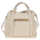 Miu Miu Matelasse Hand Bag Leather 2way White Gold Auth 167694M-2