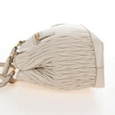Miu Miu Matelasse Hand Bag Leather 2way White Gold Auth 167694M-3