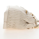 Miu Miu Matelasse Hand Bag Leather 2way White Gold Auth 167694M-4