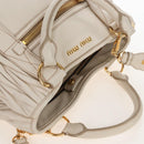 Miu Miu Matelasse Hand Bag Leather 2way White Gold Auth 167694M-7