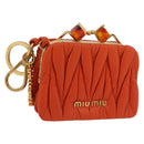 Miu Miu Sword Wallet Matelasse Charm Leather Orange Gold Tone Auth 167697M-1