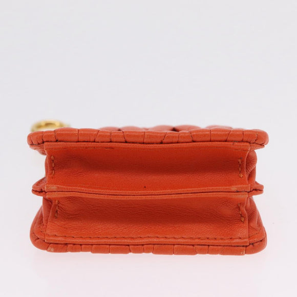 Miu Miu Sword Wallet Matelasse Charm Leather Orange Gold Tone Auth 167697M