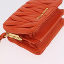 Miu Miu Sword Wallet Matelasse Charm Leather Orange Gold Tone Auth 167697M-16