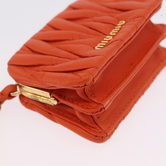 Miu Miu Sword Wallet Matelasse Charm Leather Orange Gold Tone Auth 167697M