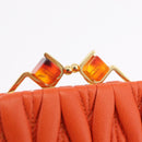 Miu Miu Sword Wallet Matelasse Charm Leather Orange Gold Tone Auth 167697M-20
