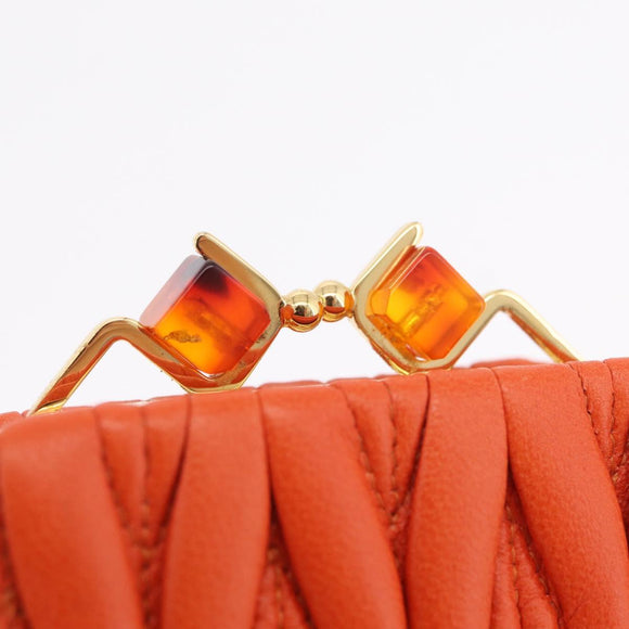 Miu Miu Sword Wallet Matelasse Charm Leather Orange Gold Tone Auth 167697M