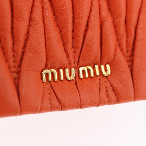 Miu Miu Sword Wallet Matelasse Charm Leather Orange Gold Tone Auth 167697M