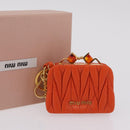 Miu Miu Sword Wallet Matelasse Charm Leather Orange Gold Tone Auth 167697M-12