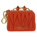 Miu Miu Sword Wallet Matelasse Charm Leather Orange Gold Tone Auth 167697M-13