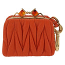 Miu Miu Sword Wallet Matelasse Charm Leather Orange Gold Tone Auth 167697M-2