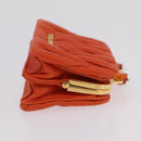 Miu Miu Sword Wallet Matelasse Charm Leather Orange Gold Tone Auth 167697M-3