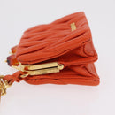Miu Miu Sword Wallet Matelasse Charm Leather Orange Gold Tone Auth 167697M-5