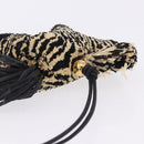 LOEWE Zebra Motif Bag Charm Leather Black Beige Auth 167701SAM-9