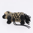 LOEWE Zebra Motif Bag Charm Leather Black Beige Auth 167701SAM-10