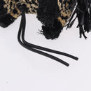 LOEWE Zebra Motif Bag Charm Leather Black Beige Auth 167701SAM-15