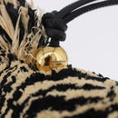 LOEWE Zebra Motif Bag Charm Leather Black Beige Auth 167701SAM-16