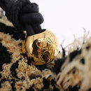 LOEWE Zebra Motif Bag Charm Leather Black Beige Auth 167701SAM-11