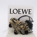 LOEWE Zebra Motif Bag Charm Leather Black Beige Auth 167701SAM-12