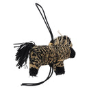 LOEWE Zebra Motif Bag Charm Leather Black Beige Auth 167701SAM-2