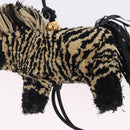 LOEWE Zebra Motif Bag Charm Leather Black Beige Auth 167701SAM-4
