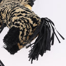 LOEWE Zebra Motif Bag Charm Leather Black Beige Auth 167701SAM-5