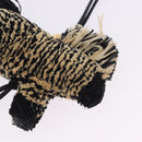 LOEWE Zebra Motif Bag Charm Leather Black Beige Auth 167701SAM-6