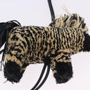 LOEWE Zebra Motif Bag Charm Leather Black Beige Auth 167701SAM-7
