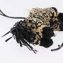 LOEWE Zebra Motif Bag Charm Leather Black Beige Auth 167701SAM-8