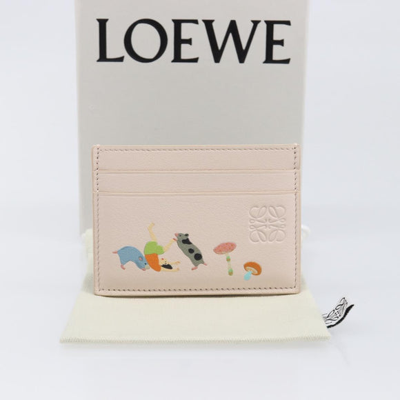 LOEWE Card Case Leather Pink Auth 167702M