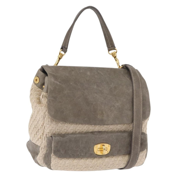 Miu Miu Hand Bag Leather 2way Gray Gold Auth 167708A