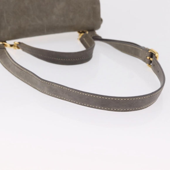 Miu Miu Hand Bag Leather 2way Gray Gold Auth 167708A
