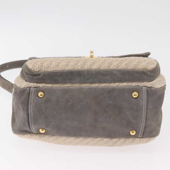 Miu Miu Hand Bag Leather 2way Gray Gold Auth 167708A