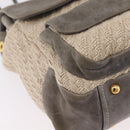 Miu Miu Hand Bag Leather 2way Gray Gold Auth 167708A-10
