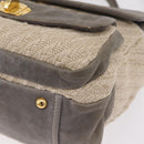 Miu Miu Hand Bag Leather 2way Gray Gold Auth 167708A-17