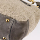 Miu Miu Hand Bag Leather 2way Gray Gold Auth 167708A-19