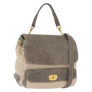 Miu Miu Hand Bag Leather 2way Gray Gold Auth 167708A-1