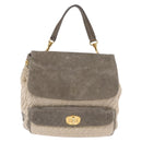 Miu Miu Hand Bag Leather 2way Gray Gold Auth 167708A-13