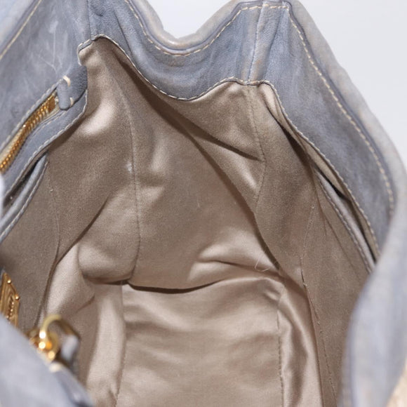 Miu Miu Hand Bag Leather 2way Gray Gold Auth 167708A