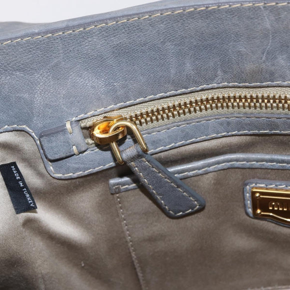 Miu Miu Hand Bag Leather 2way Gray Gold Auth 167708A